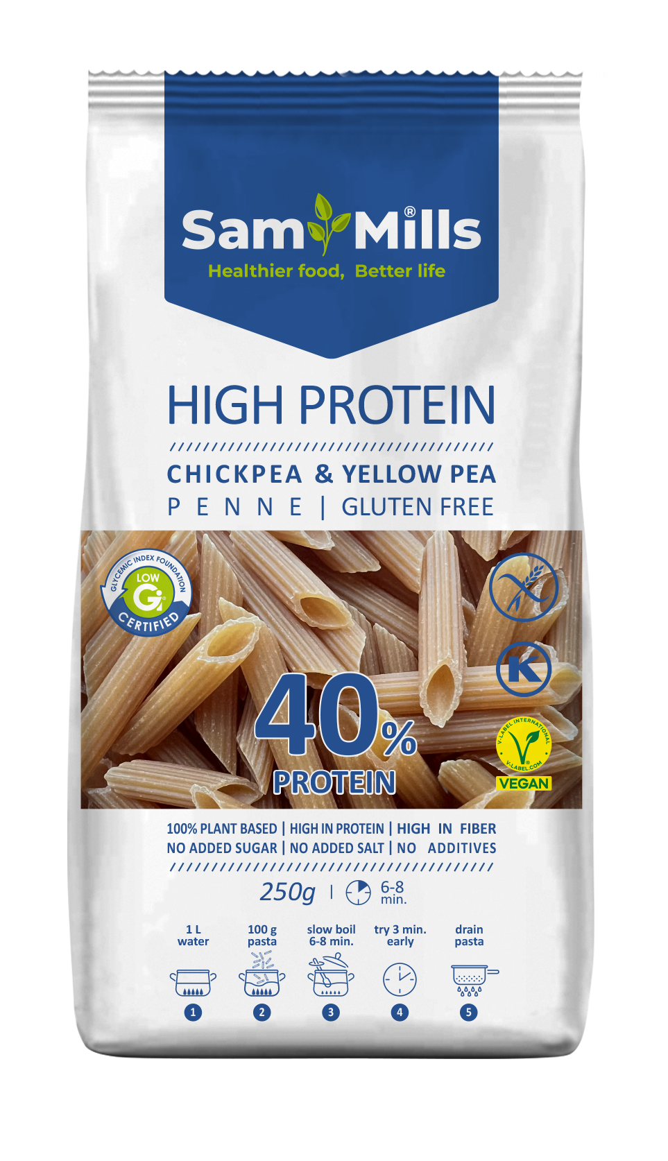 3D HP chickpea & yellow pea penne